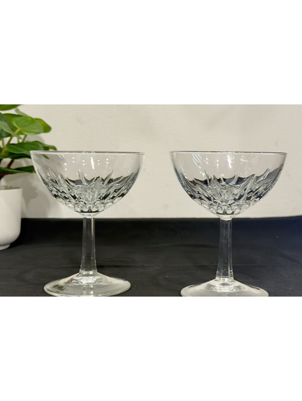 2 Vintage Cristal D'Arques-Durand Diamant Coupe/sherbet Crystal Stemware